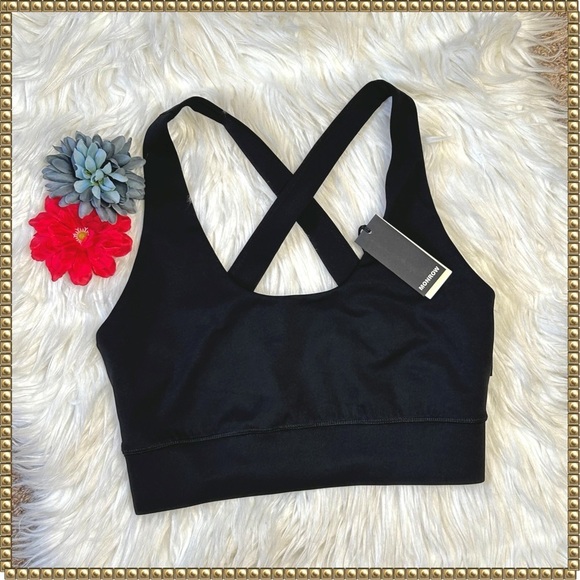 Monrow Other - NWT Monrow Black Cross Back Racerback Lined Sports Bra Size Medium